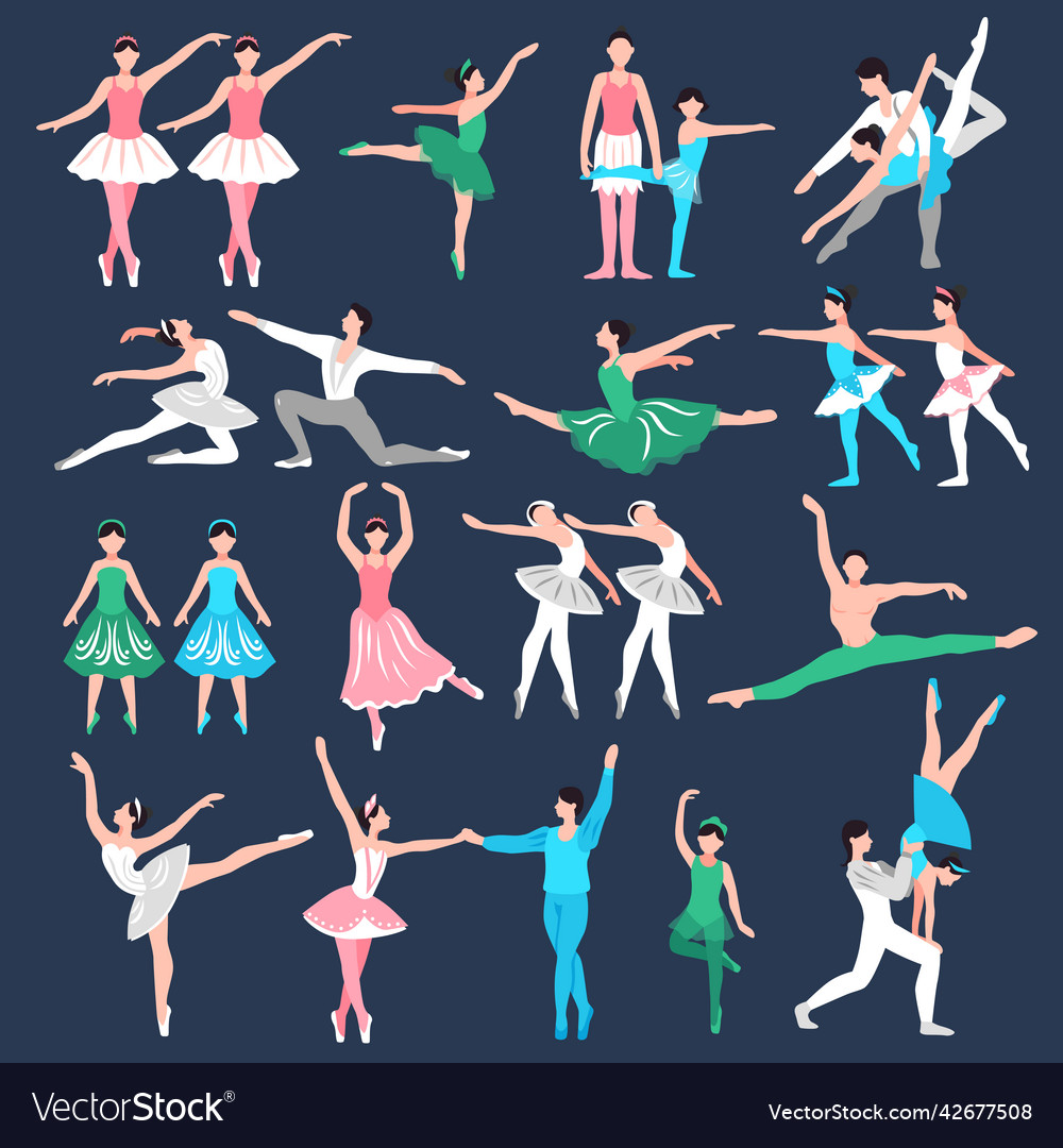 Ballet dancers set Royalty Free Vector Image - VectorStock