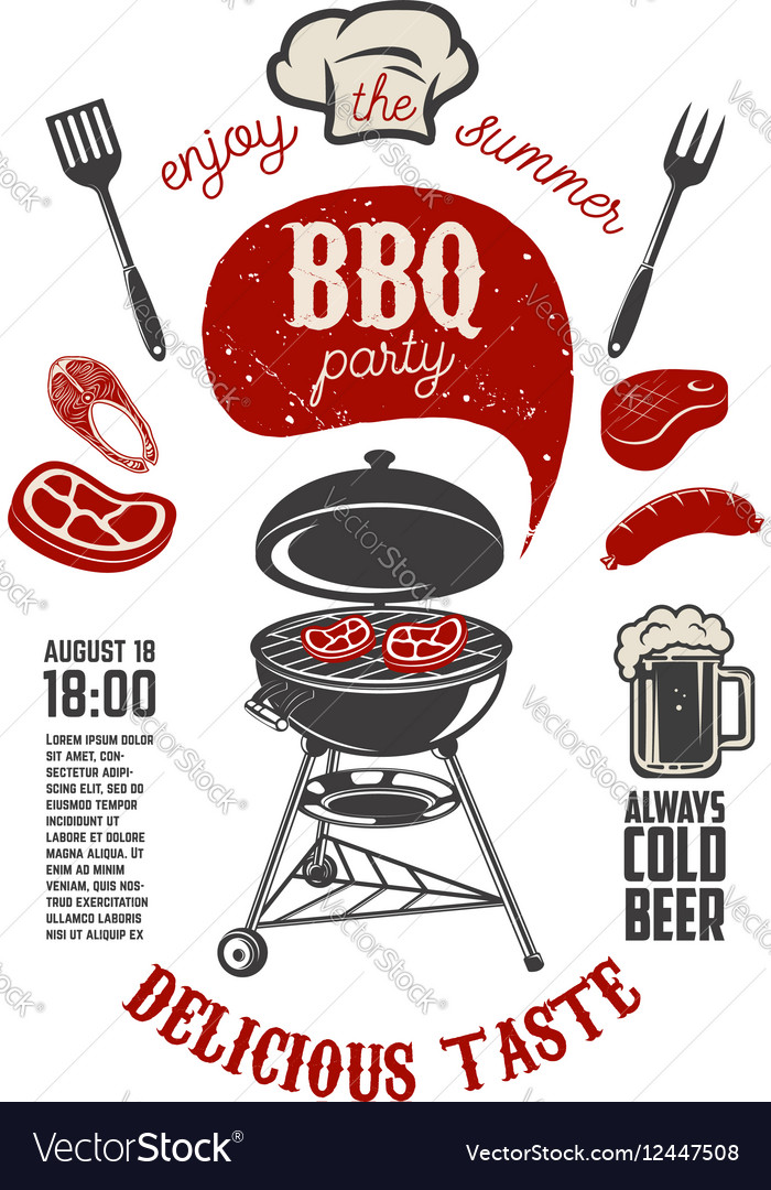 bbq party vintage flyer template grill with vector image bbq flyer template