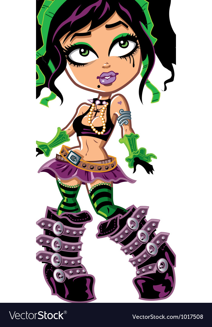 Cute Goth Girl With Leather Boots Royalty Free Vector Image