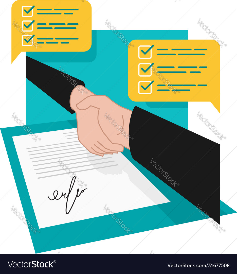 Handshake and contract with signature