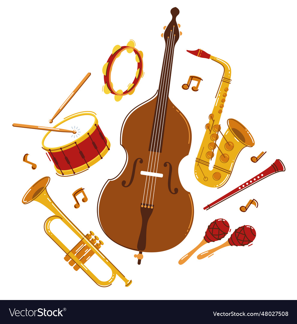 Jazz music band concept different instruments Vector Image