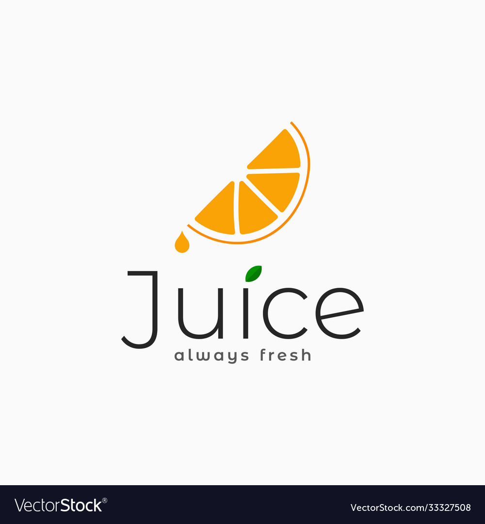 Juice logo with orange slice on white background Vector Image