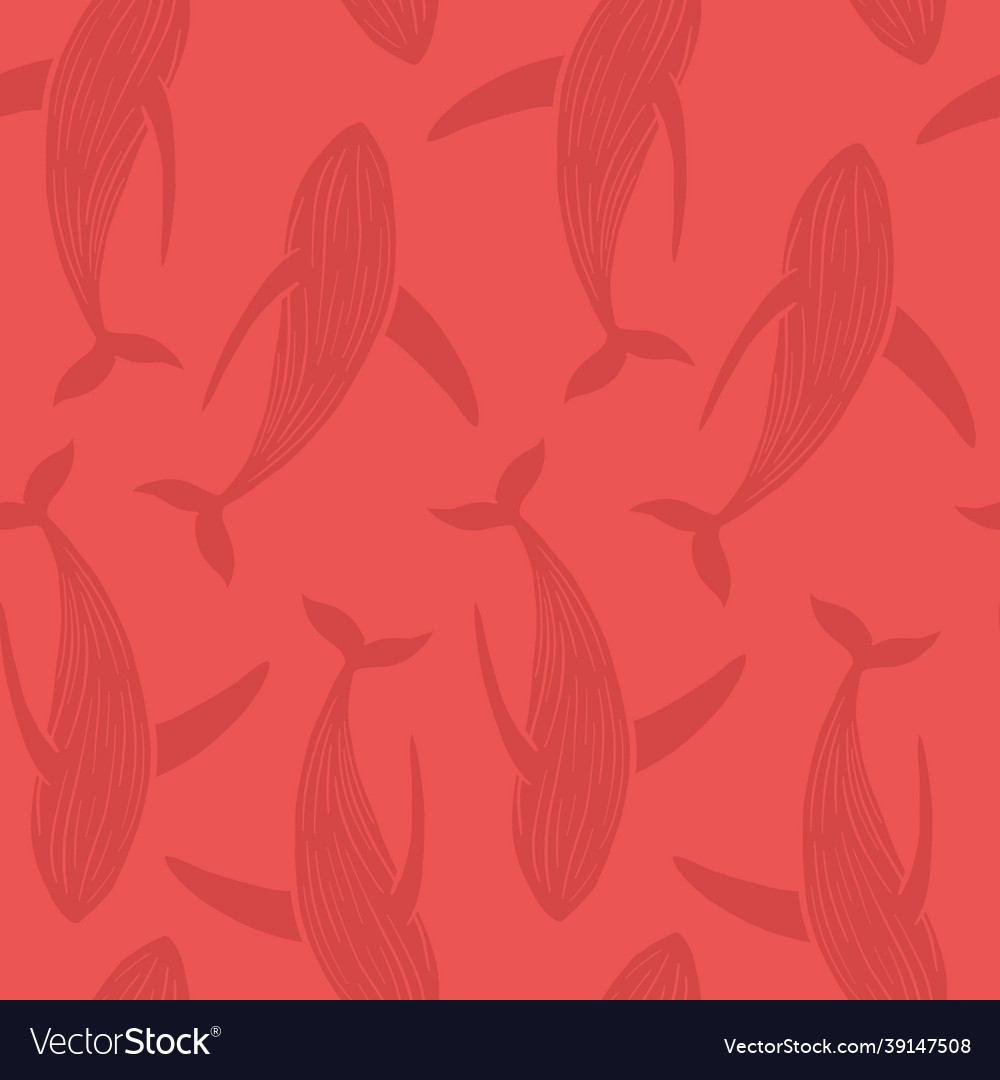 Red whale silhouette texture repeat pattern vector image Red whale silhouette texture repeat pattern