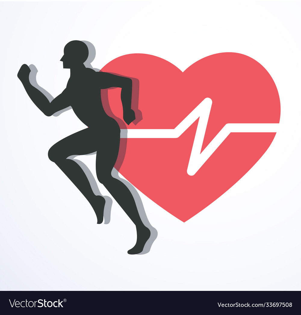 Running and red heat with line icon vector image Running and red heat with line icon