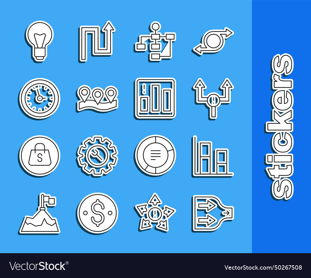 Set line arrow graph chart diagram hierarchy vector image Set line arrow graph chart diagram hierarchy