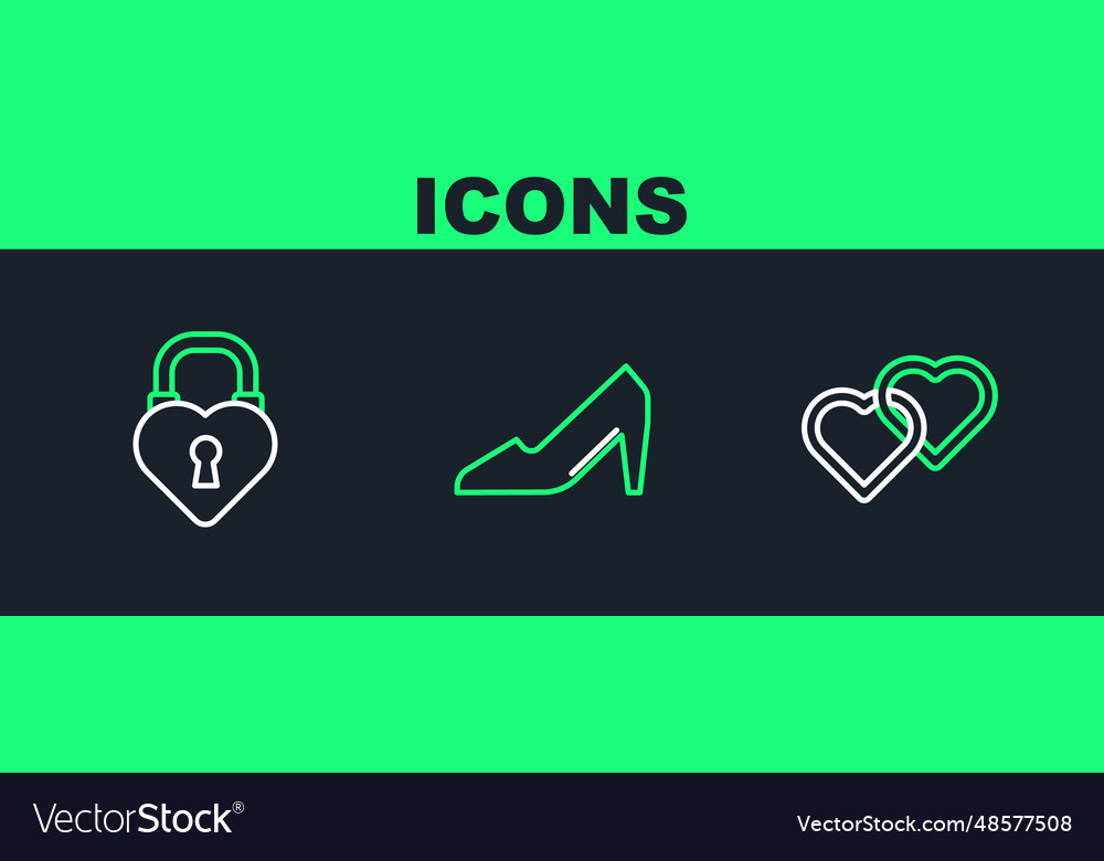 Set line two linked hearts castle the shape Vector Image Set line two linked hearts castle the shape
