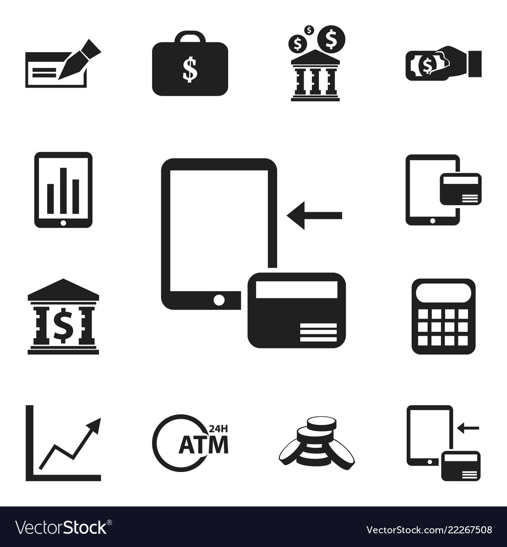 Set of 12 editable banking icons includes symbols vector image Set of 12 editable banking icons includes symbols