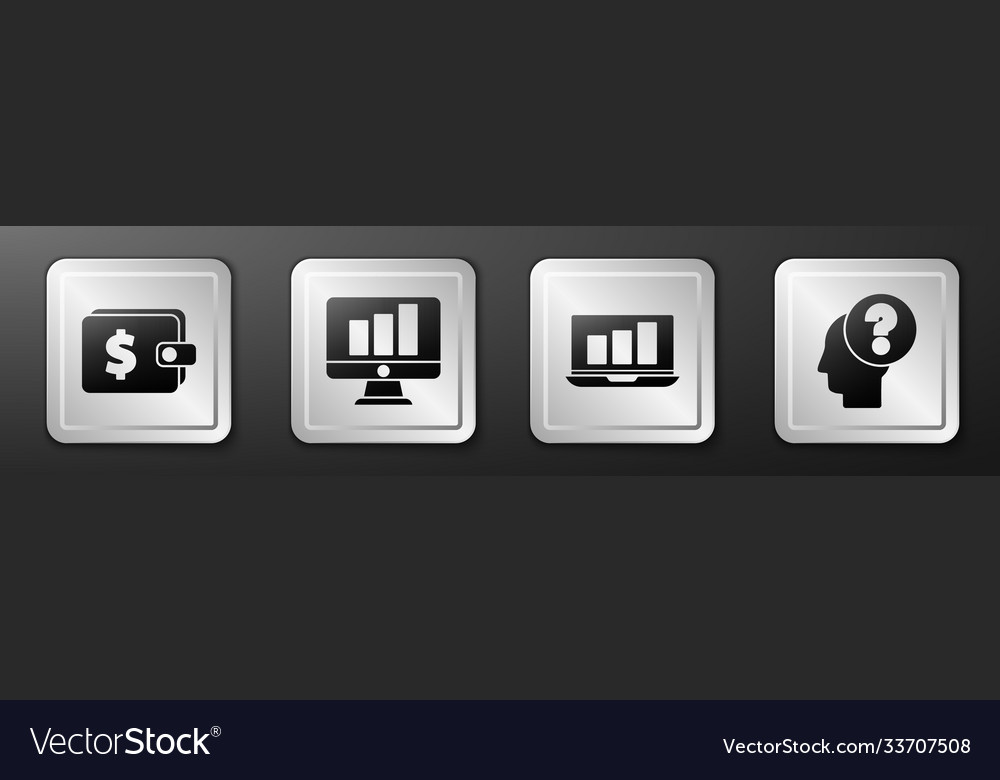 Set wallet with dollar monitor graph chart Vector Image Set wallet with dollar monitor graph chart