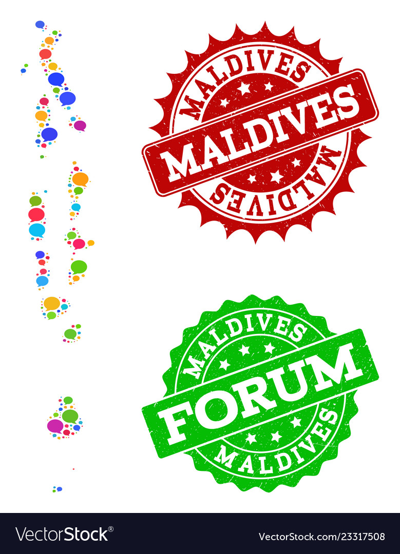 Social network map of maldives with message clouds