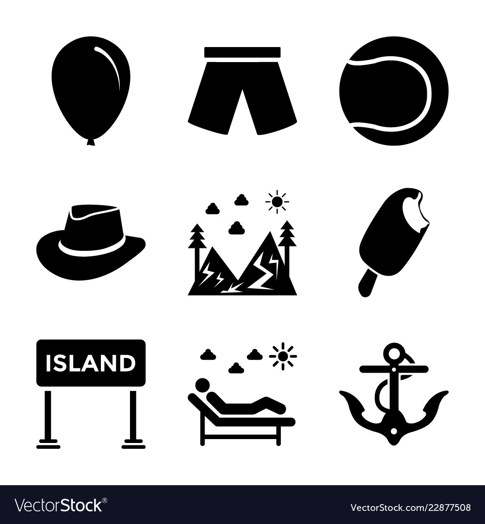 Tropische Insel solide Icons Set