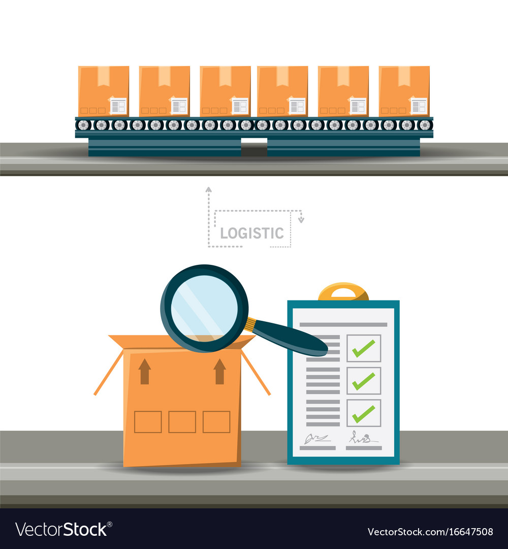 Warehouse boxes and cheklist logistic shipping