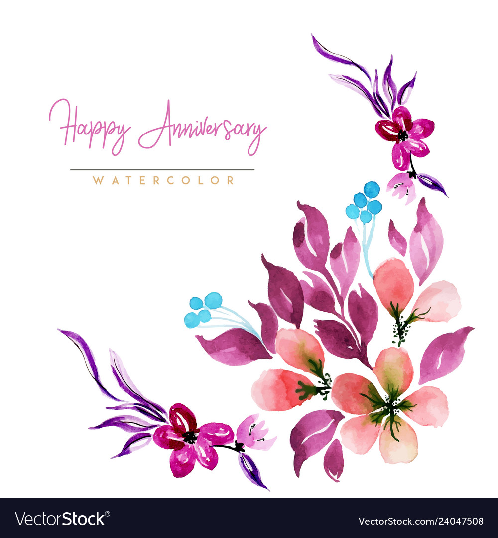 Watercolor floral happy anniversary background Vector Image