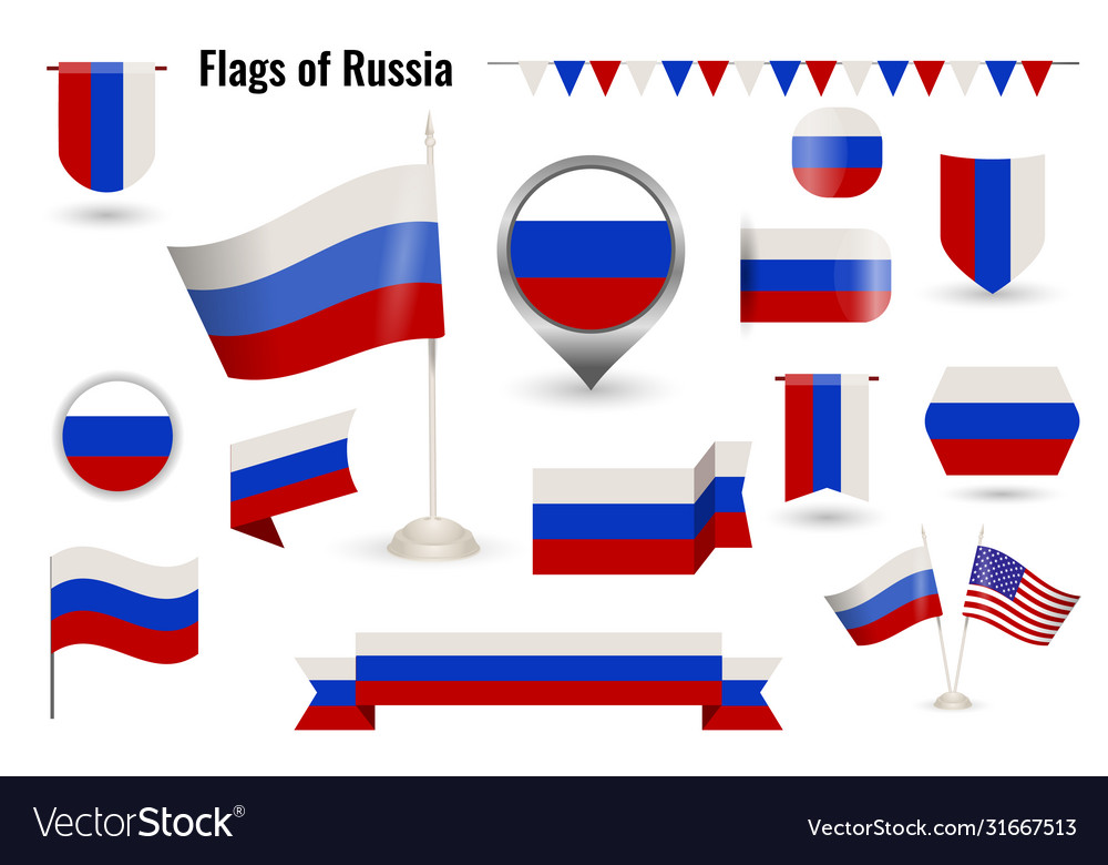 A large set icons and signs with flag vector image A large set icons and signs with flag