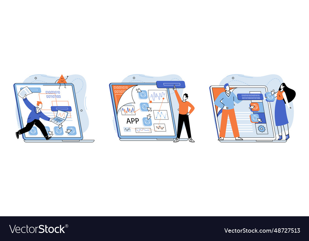 Application testing metaphor app test vector image Application testing metaphor app test