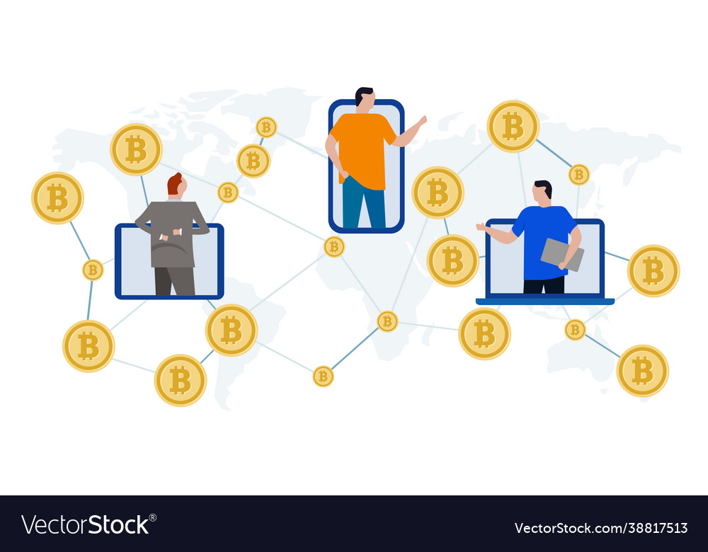 Bitcoin crypto currency block chain digital vector image Bitcoin crypto currency block chain digital