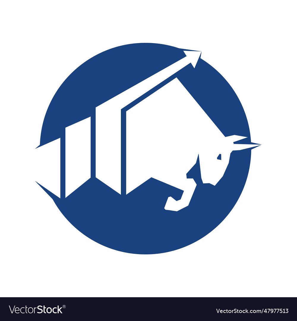 Bull with chart bar logo design Royalty Free Vector Image