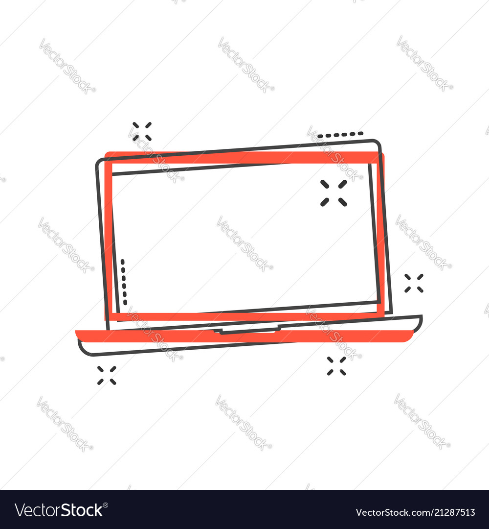 Cartoon Laptop-Symbol im Comic-Stil Computer