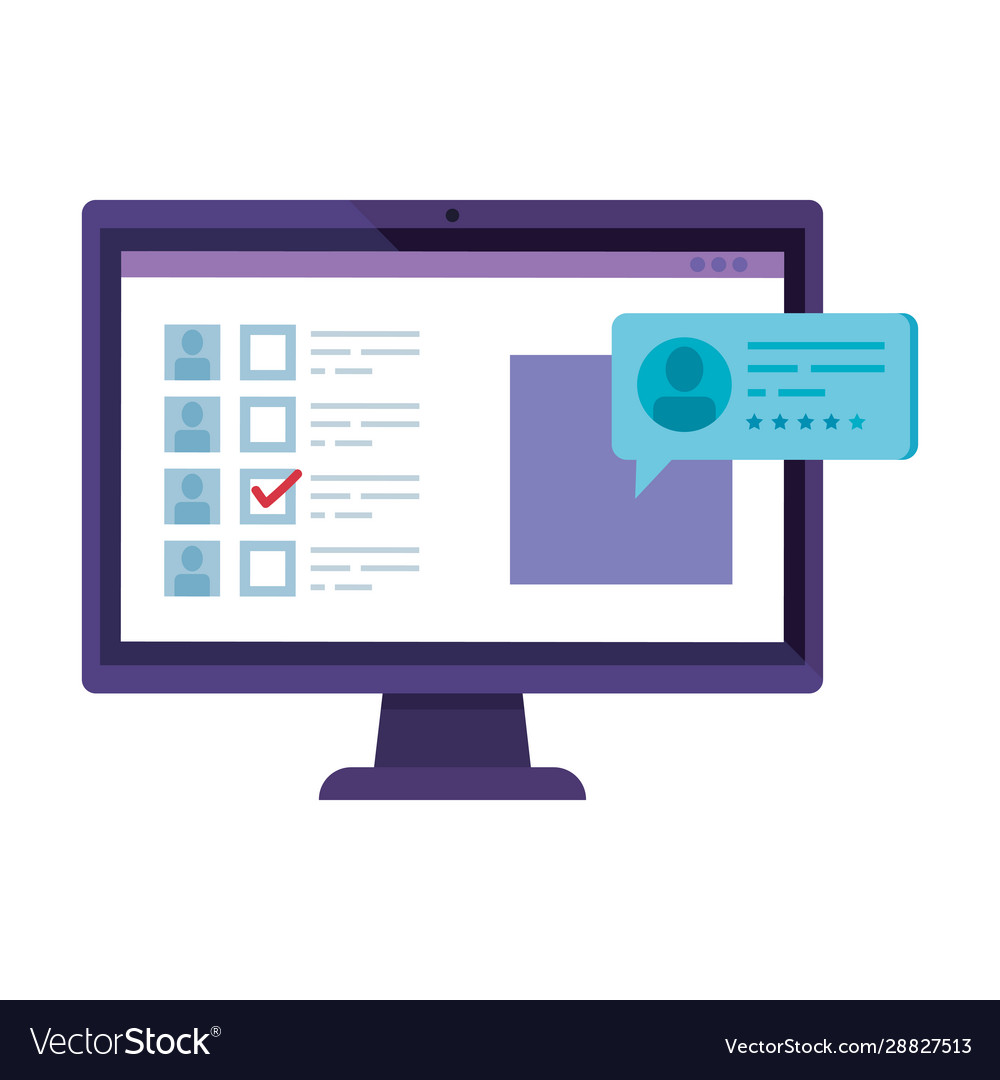 Computer for vote online with speech bubble vector image Computer for vote online with speech bubble
