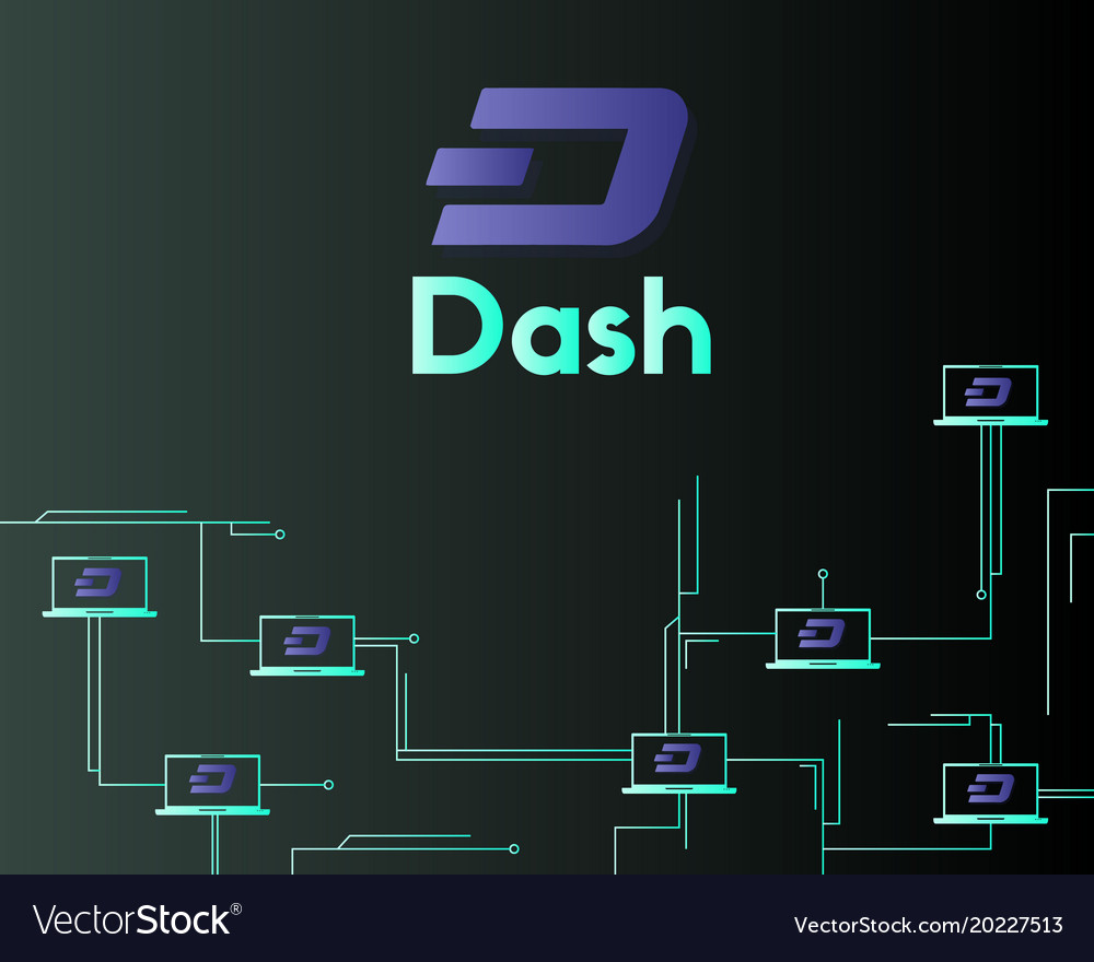 Dash blockchain technology on dark background