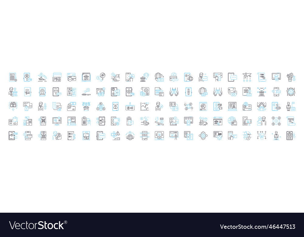 Digital money line icons set