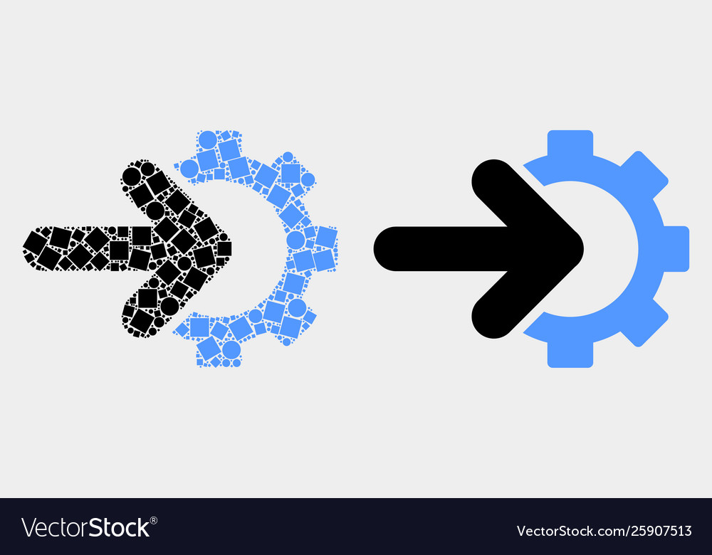 Dot and flat cog arrow integration icon