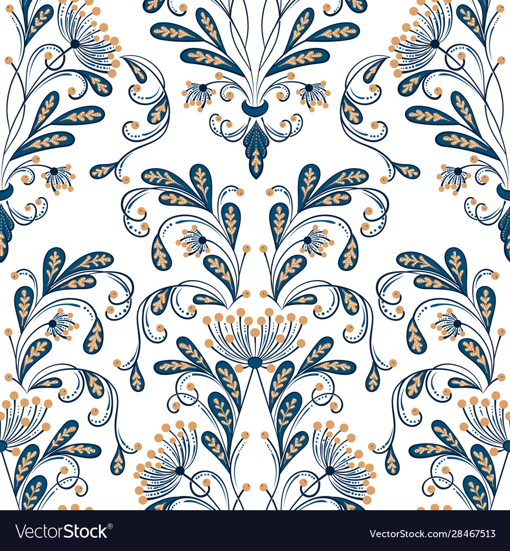 Flower seamless pattern element elegant vector image Flower seamless pattern element elegant