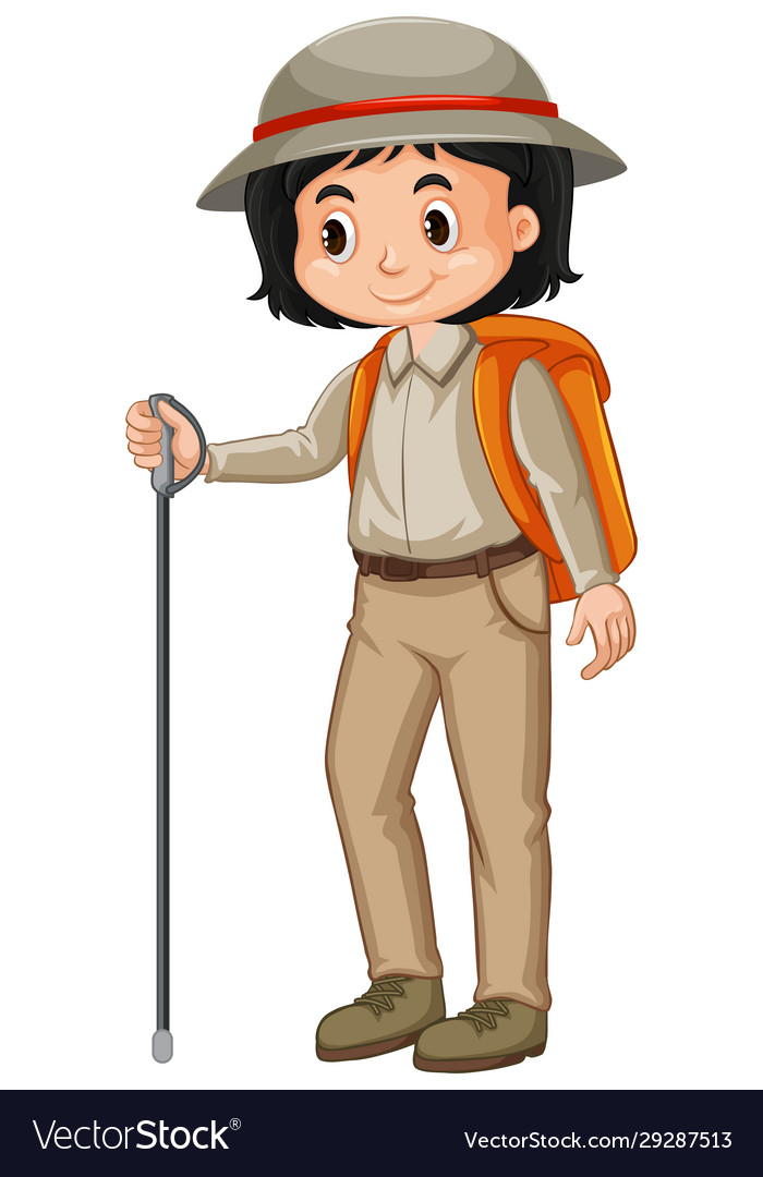 Girl in safari costume on white background Vector Image