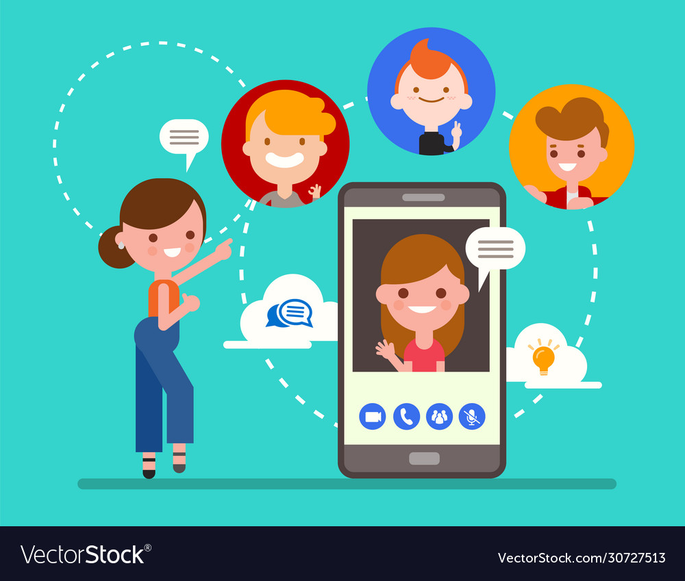 Group friends chatting online video call Vector Image