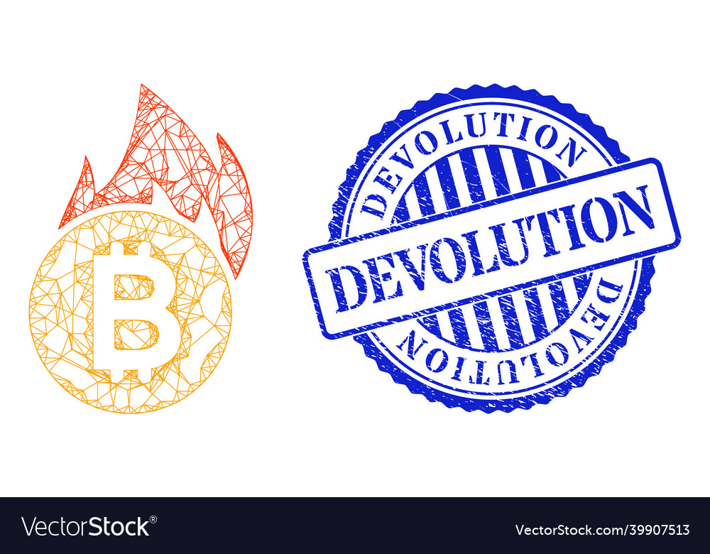 Grunge devolution stamp and network burn bitcoin