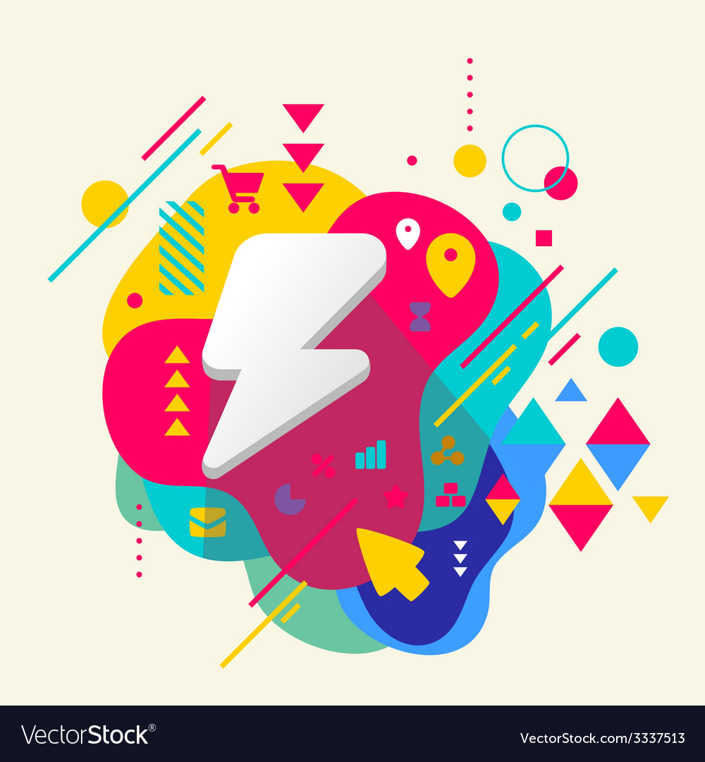 Lightning on abstract colorful spotted background