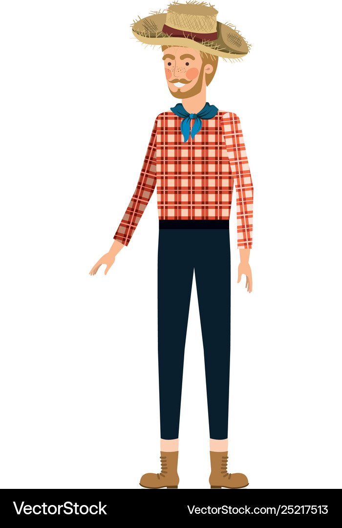 Man farmer with straw hat Royalty Free Vector Image