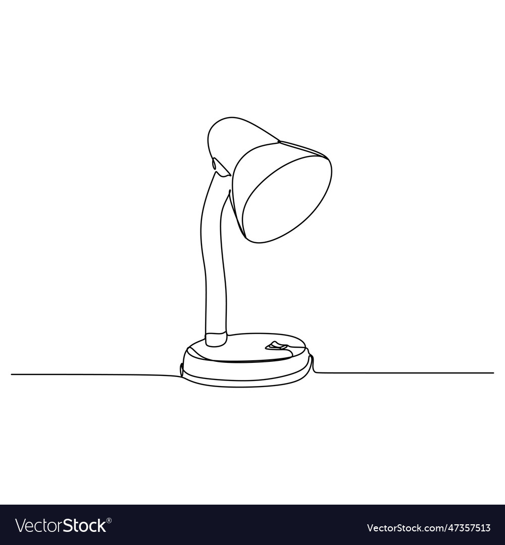 One line drawing continuous design of desk lamp vector image One line drawing continuous design of desk lamp