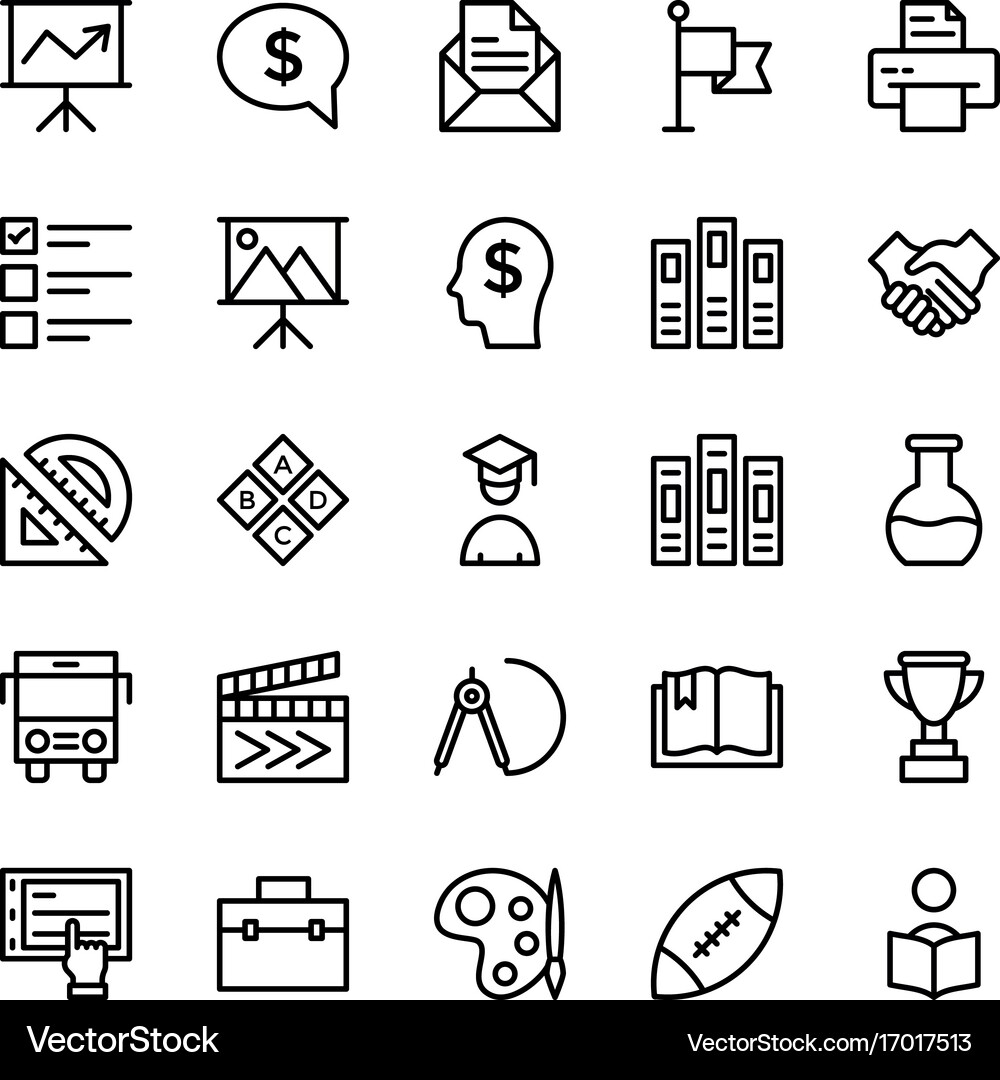 School and education line icons 7 Royalty Free Vector Image