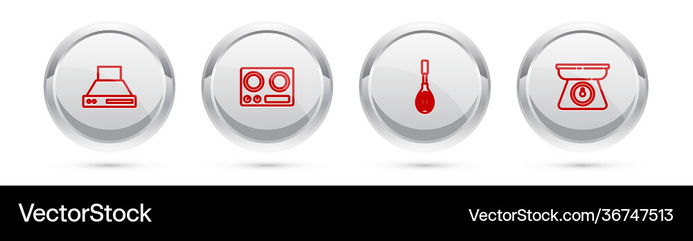 Set line kitchen extractor fan gas stove whisk Vector Image