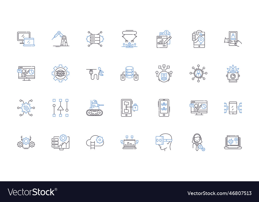 Smart computers line icons collection intelligent