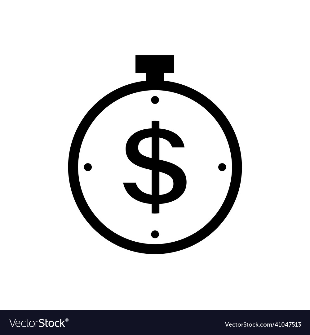 Stopwatch with dollar sign icon in flat style