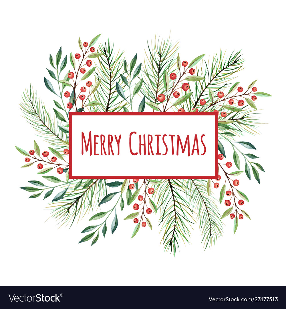 Watercolor christmas wreath Royalty Free Vector Image