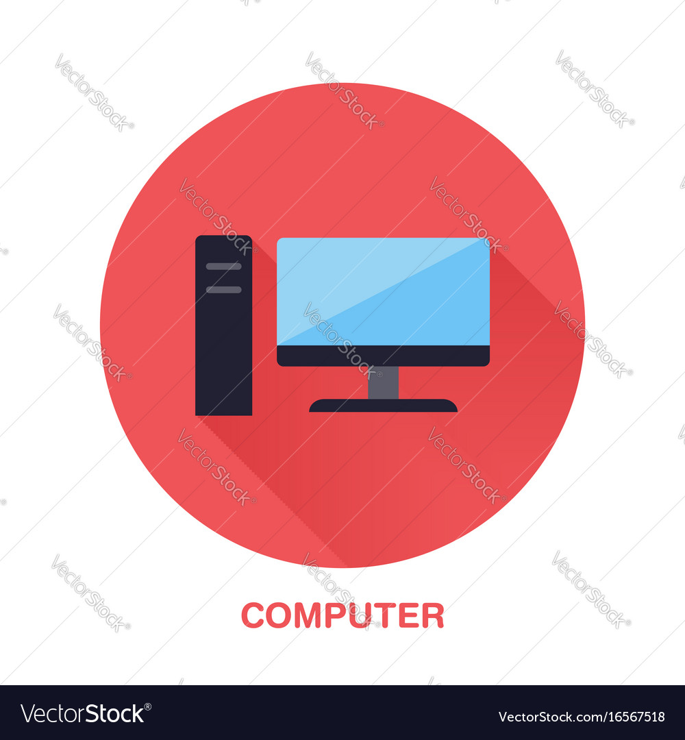 Black computer with blank screen flat style icon