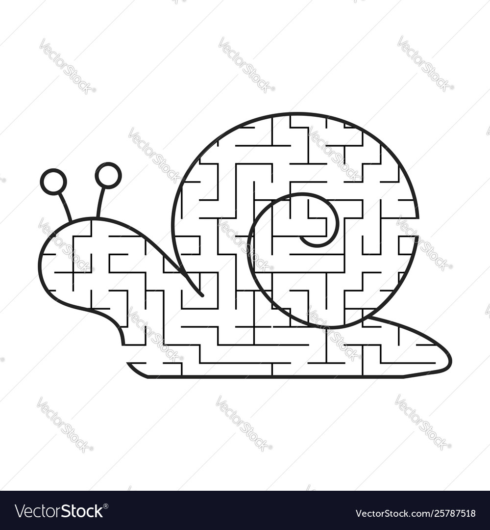 black labyrinth is a cute snail kids worksheets vector image