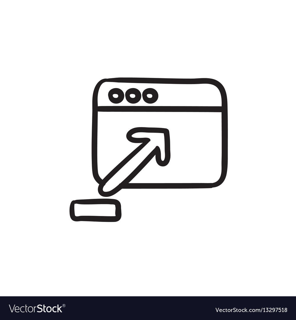 Browser window with upload sign sketch icon