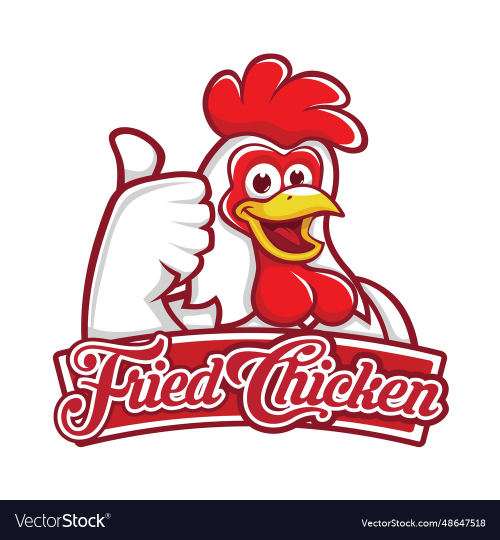 Chicken mascot logo fried chicken logo smile Vector Image