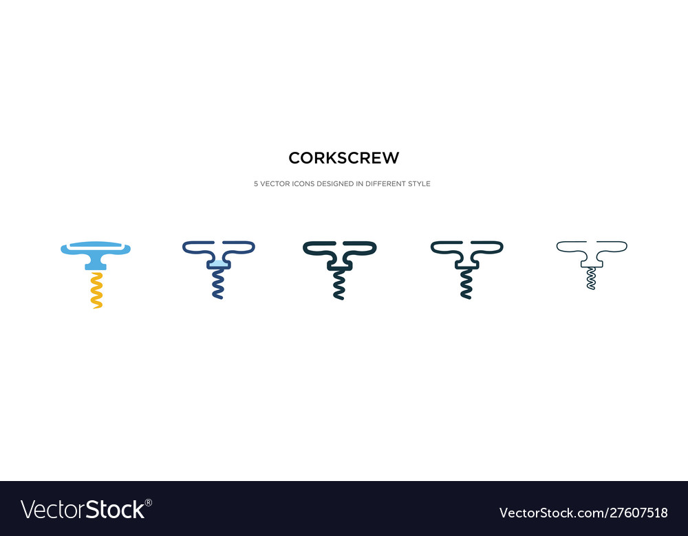 Corkscrew icon in different style two colored