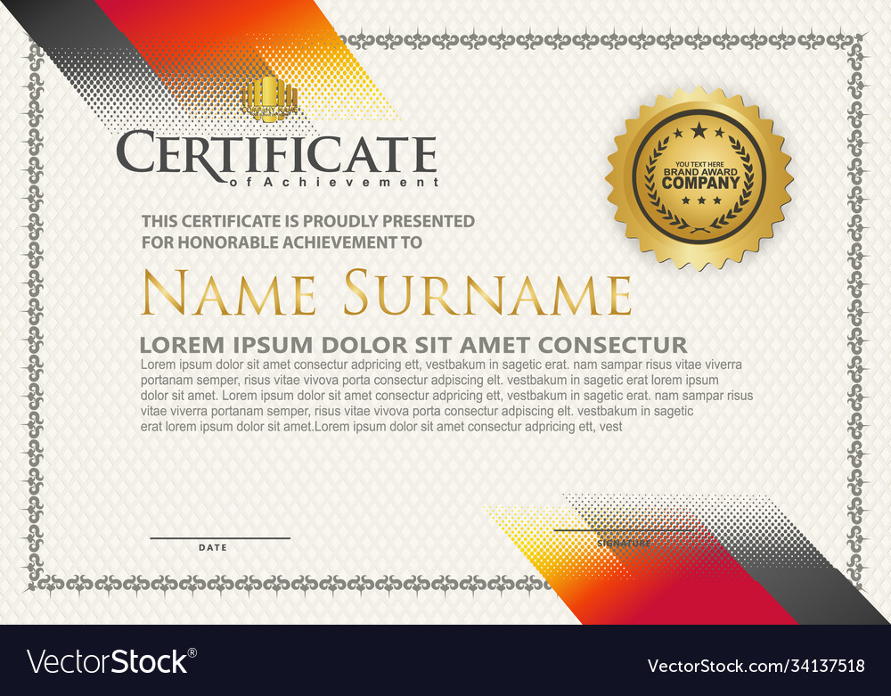 Modern certificate template with diagonal Vector Image