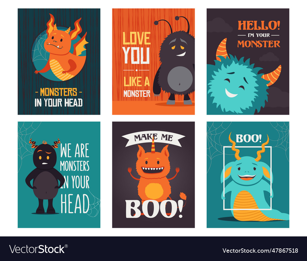 Modern greeting card designs with monsters