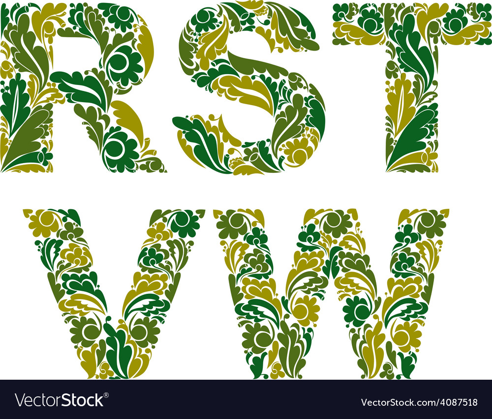 Ornamental Typescript Letters Decorated With Vector Image