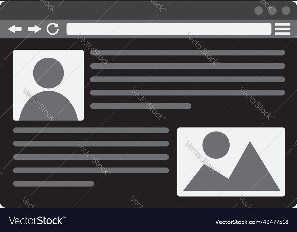 Page site or article ui ux web design template vector image Page site or article ui ux web design template