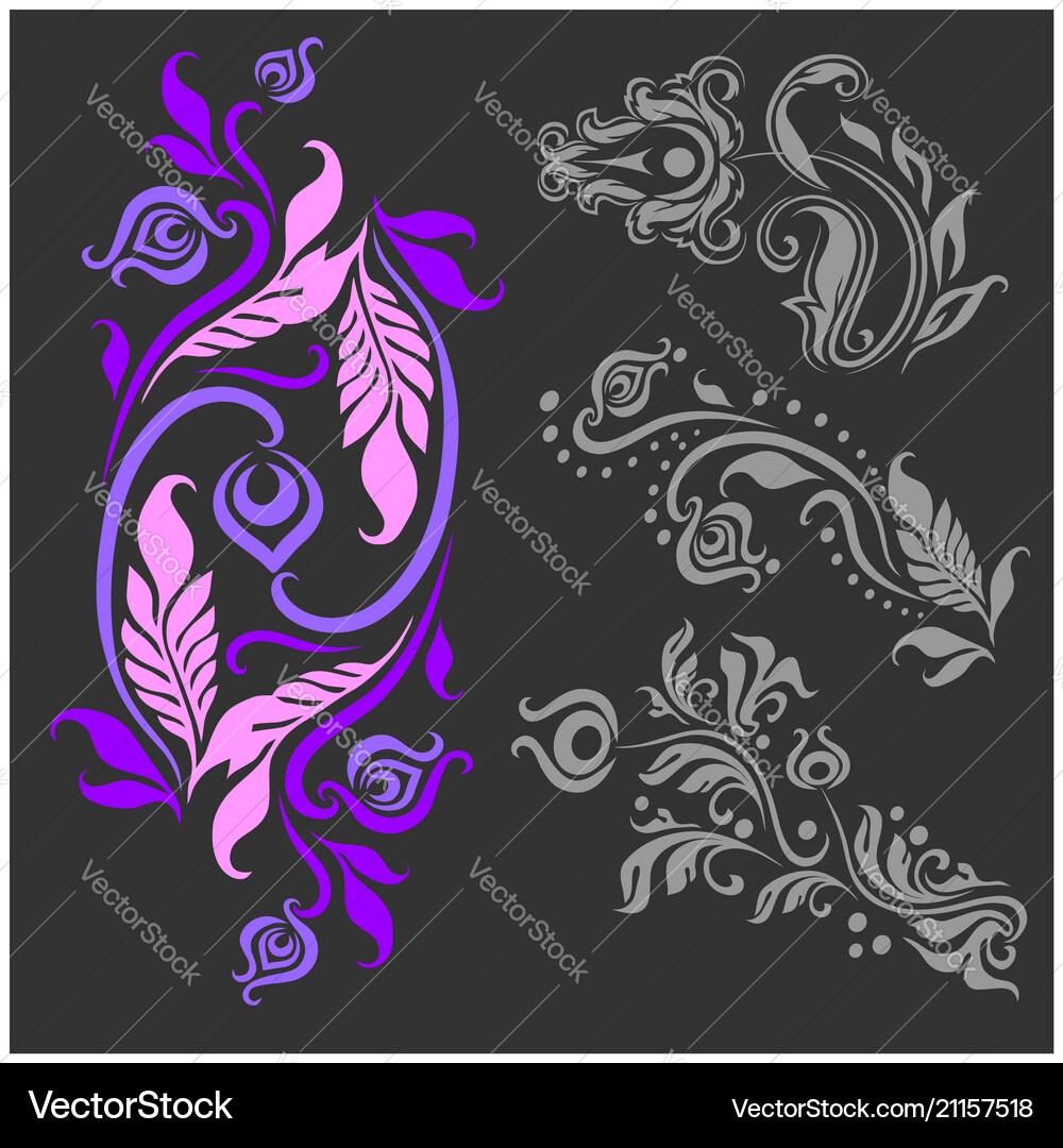 Set floral elements for design Royalty Free Vector Image