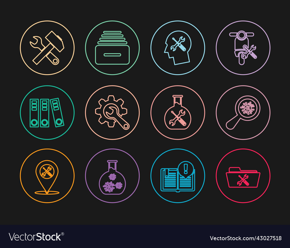 Set line folder service microorganisms under Vector Image Set line folder service microorganisms under