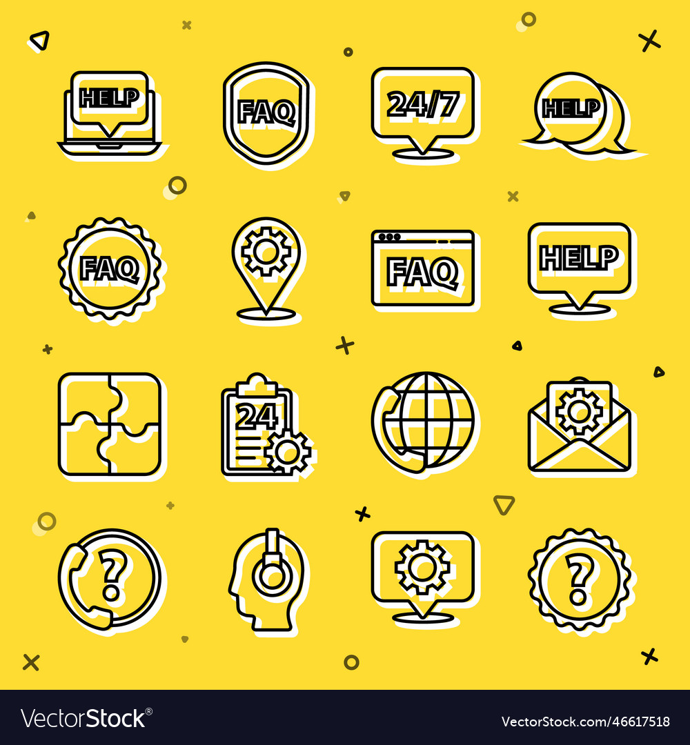 Set line question mark envelope setting speech Vector Image Set line question mark envelope setting speech