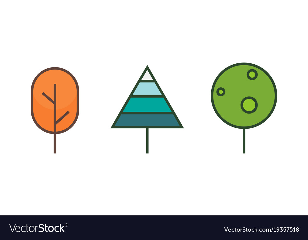 Tree flat style on white background color